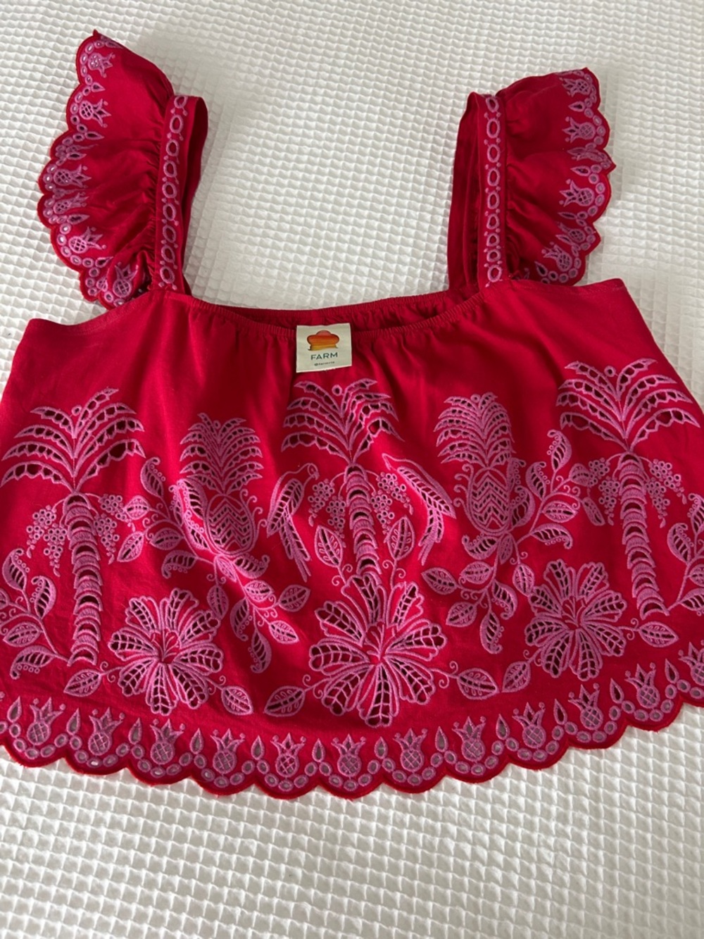 FARM Rio Red Embroidered Tank Top